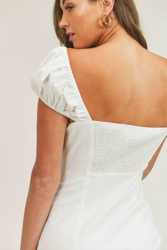 Athena White Cap Sleeve Bodycon Mini Dress