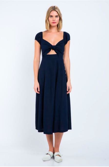Astwood Cove Navy Off-the-Shoulder Midi Dress