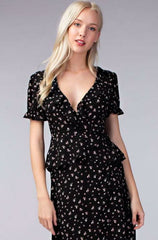Becca Black Floral Two-Piece Midi Dress