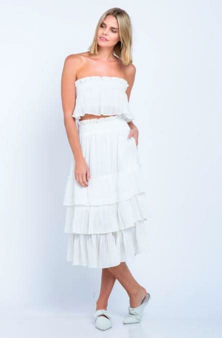 Isabella White Strapless Two-Piece Midi Dress
