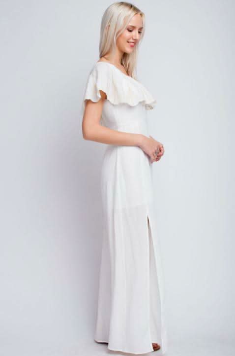 Peta One Shoulder Ruffle Maxi Dress