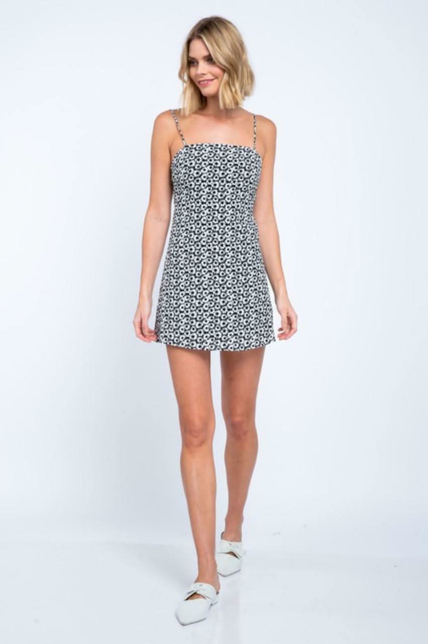 Sandra Black Floral Cami Mini Dress