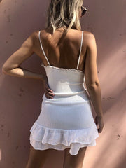Skylar White Smocked Cami Dress