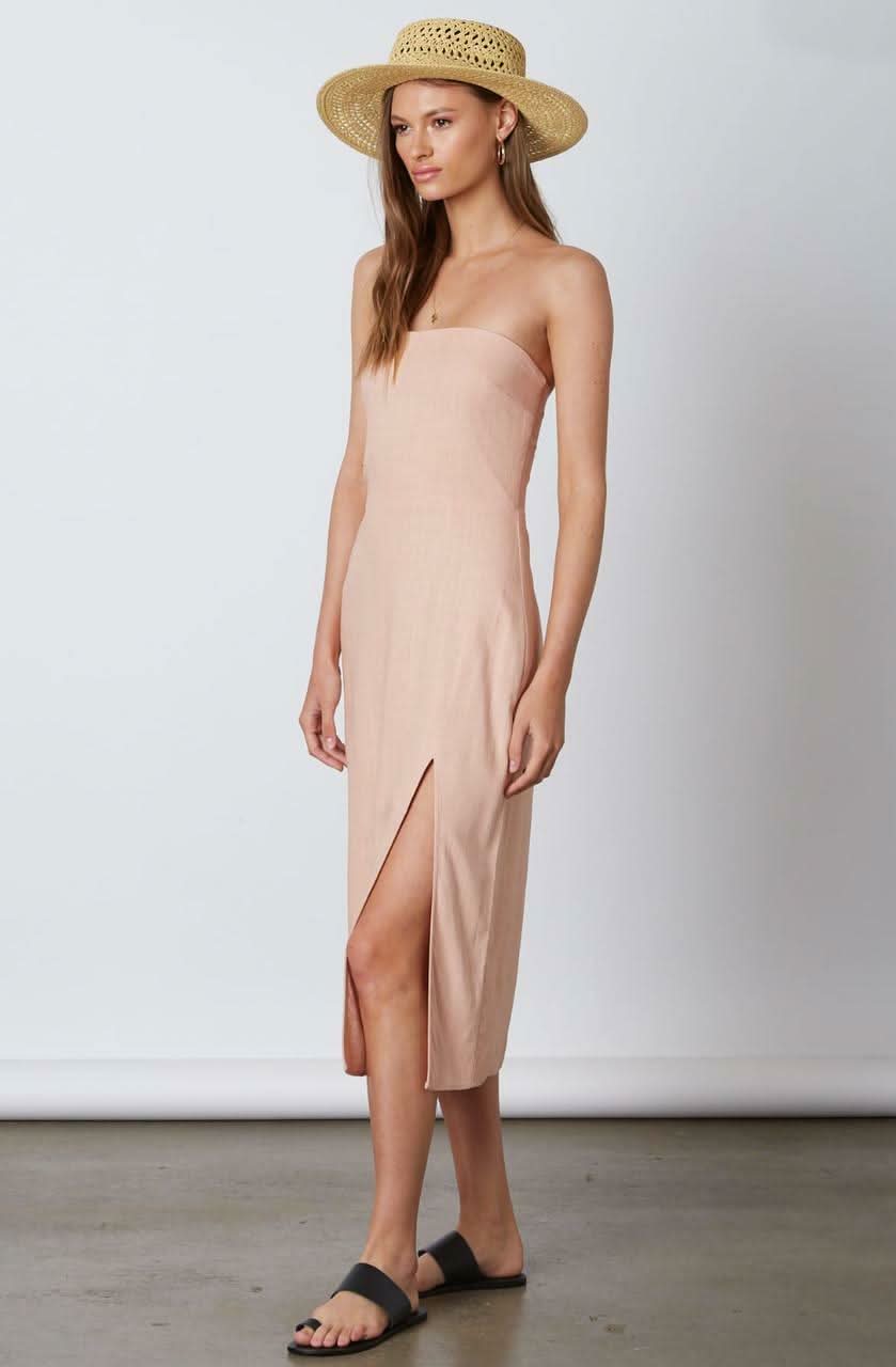 Bridget Blush Pink Strapless Midi Dress