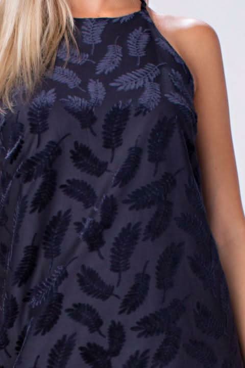 Demi Navy Burnout Velvet Shift Dress