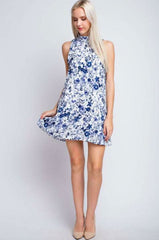 So Possible Blue and White Floral Mini Dress