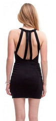 French Kiss Black High Neck Strappy Bodycon Dress