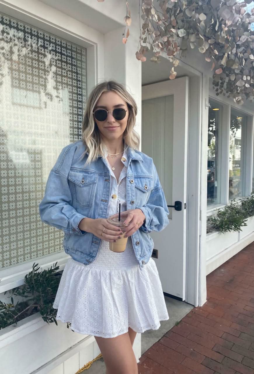 Blair White Eyelet Mini Dress