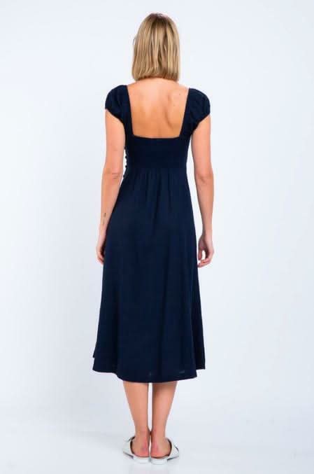 Astwood Cove Navy Off-the-Shoulder Midi Dress