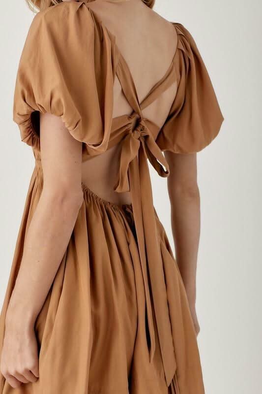Chloe Biscuit Puff Sleeve Mini Dress