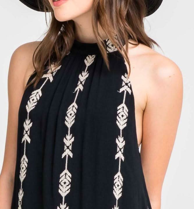 Wild West Black Mock Neck Shift Dress