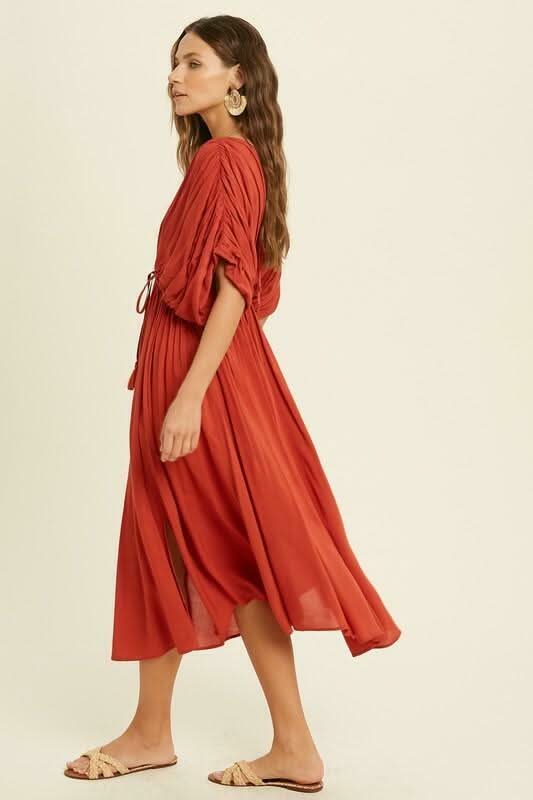 Truly Perfect Brick Red Midi Dress