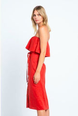 In Your Dreams Red Strapless Midi Dress
