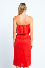 In Your Dreams Red Strapless Midi Dress