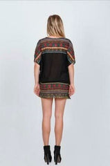 En Créme Black Print Kimono Tunic Top