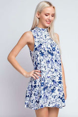So Possible Blue and White Floral Mini Dress