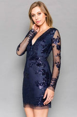 Victoria Navy Sequin Mini Dress
