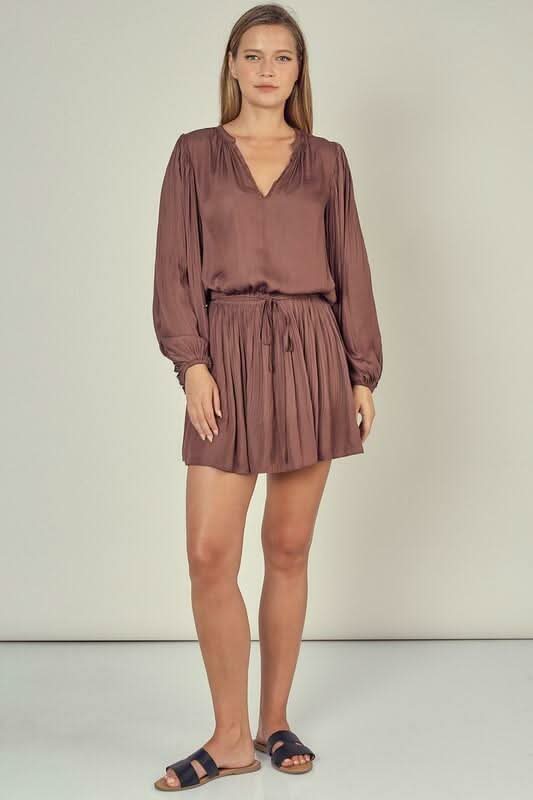 By The Way Truffle Balloon Sleeve Mini Dress