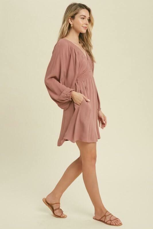 Much Love Red Balloon Sleeve Mini Dress