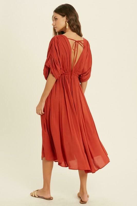 Truly Perfect Brick Red Midi Dress