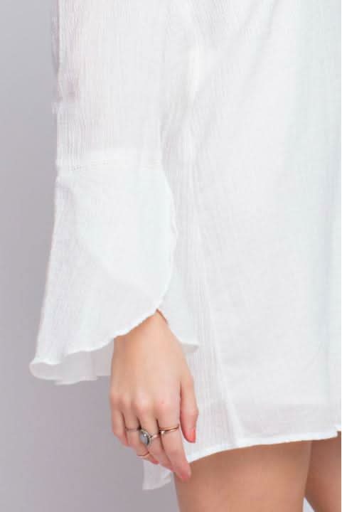 Marina White Bell Sleeve Dress