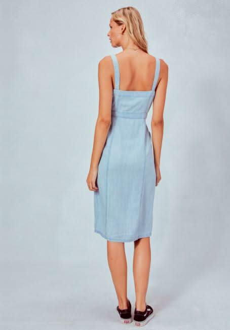 Carolina Light Blue Chambray Midi Tank Dress
