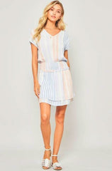 You and I Chambray Blue Striped Mini Dress