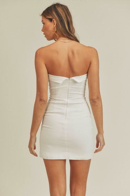 On My Mind White Strapless Mini Dress