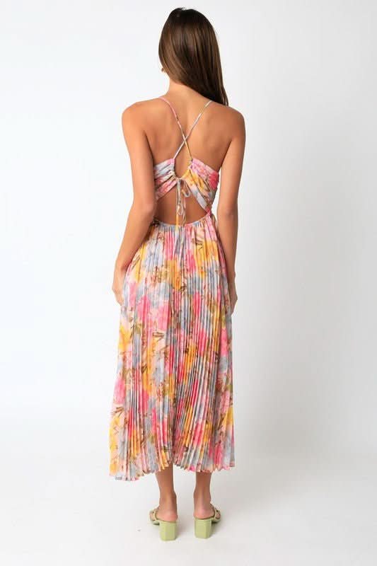 Olivia Pink Floral Midi Dress