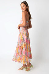 Olivia Pink Floral Midi Dress