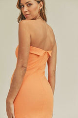 On My Mind Orange Strapless Mini Dress