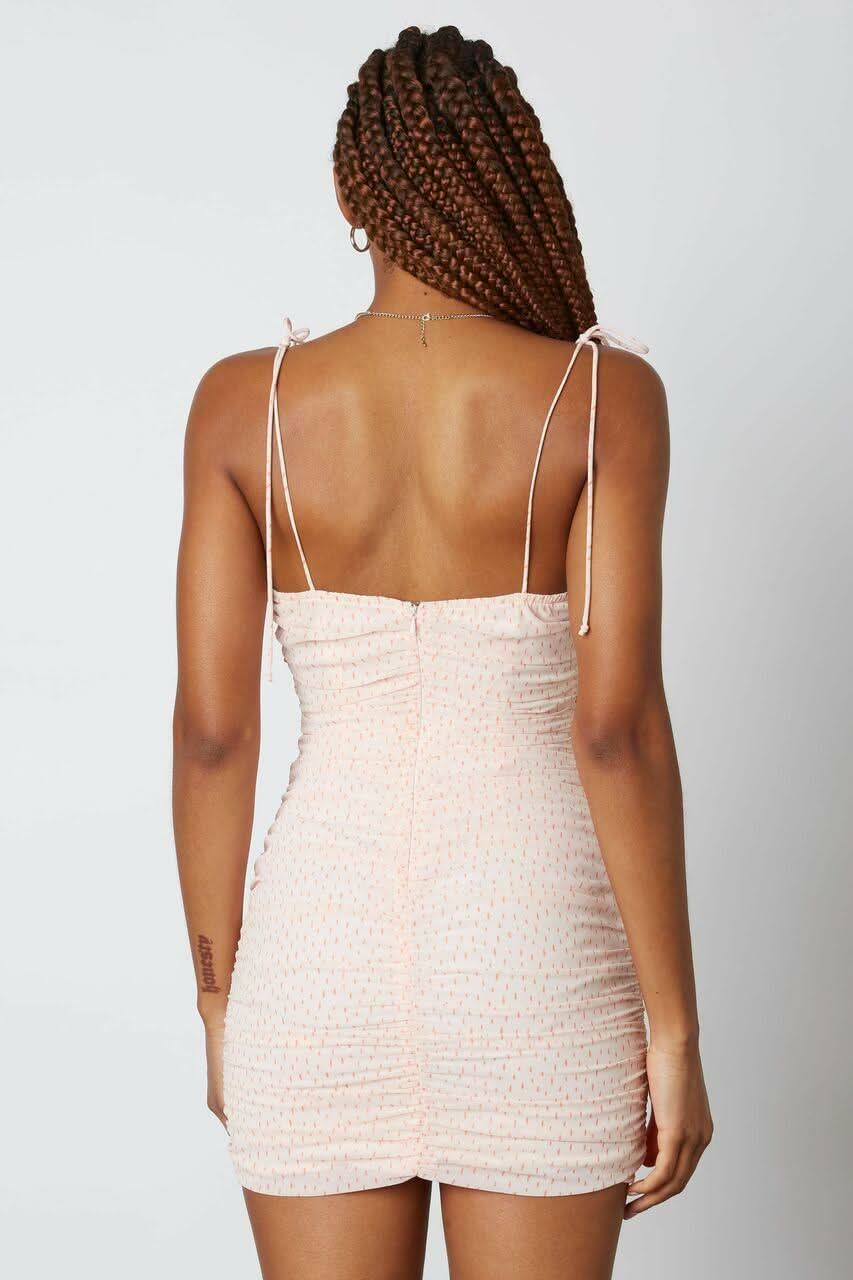 Angie Peach Speck Print Ruched Bodycon Dress