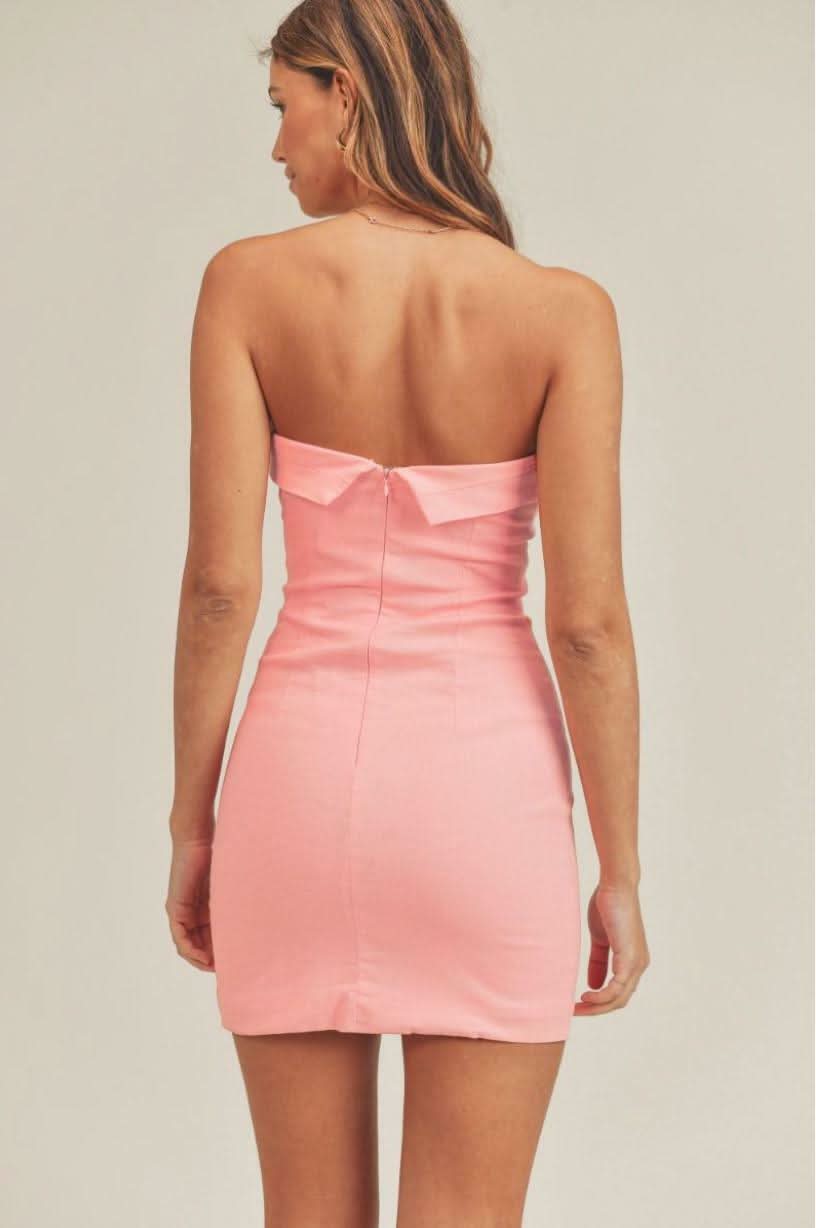 On My Mind Pink Strapless Mini Dress