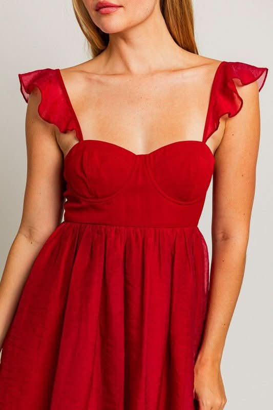 Taylor Red Ruffle Strap Dress