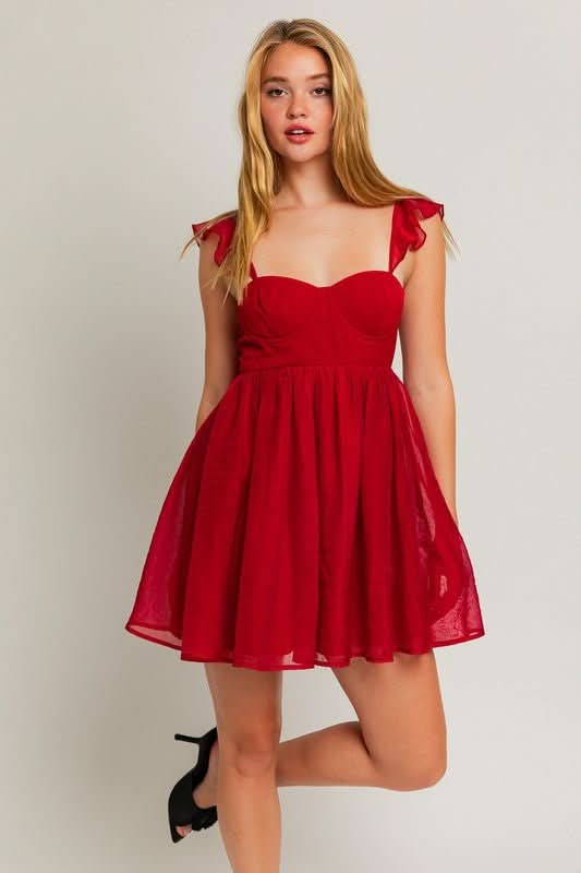 Taylor Red Ruffle Strap Dress