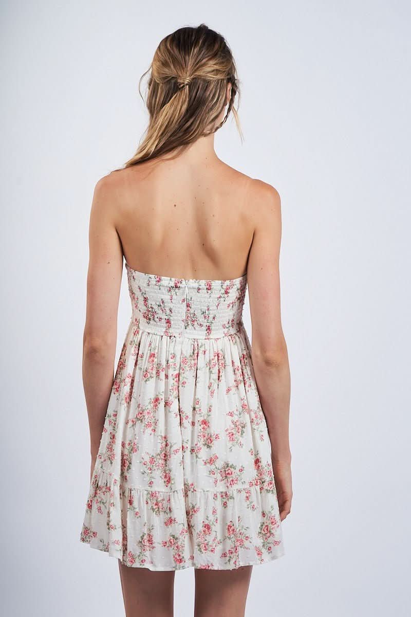 Sammie Vintage Rose Print Strapless Mini Dress
