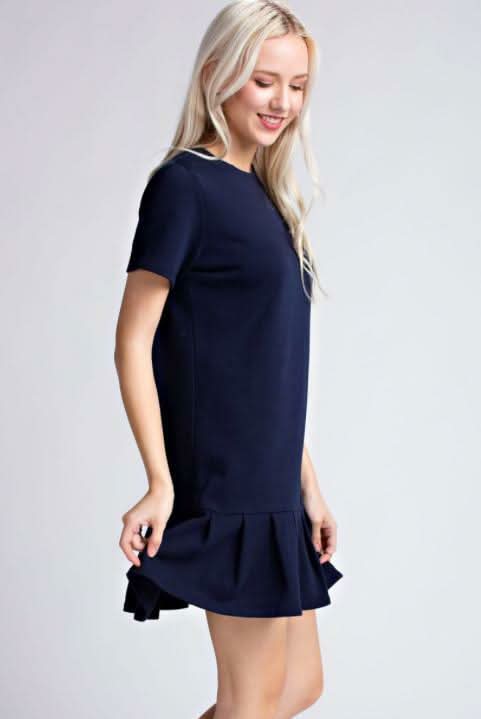 Cape May Navy Flounce Tee Dress