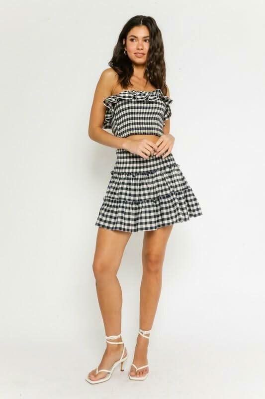 Take Me With You Navy Gingham Two-Piece Dress