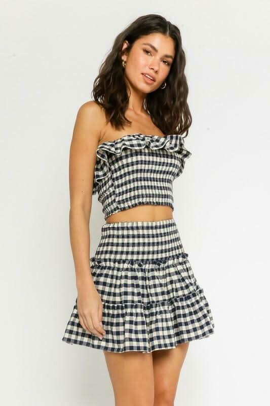 Take Me With You Navy Gingham Two-Piece Dress