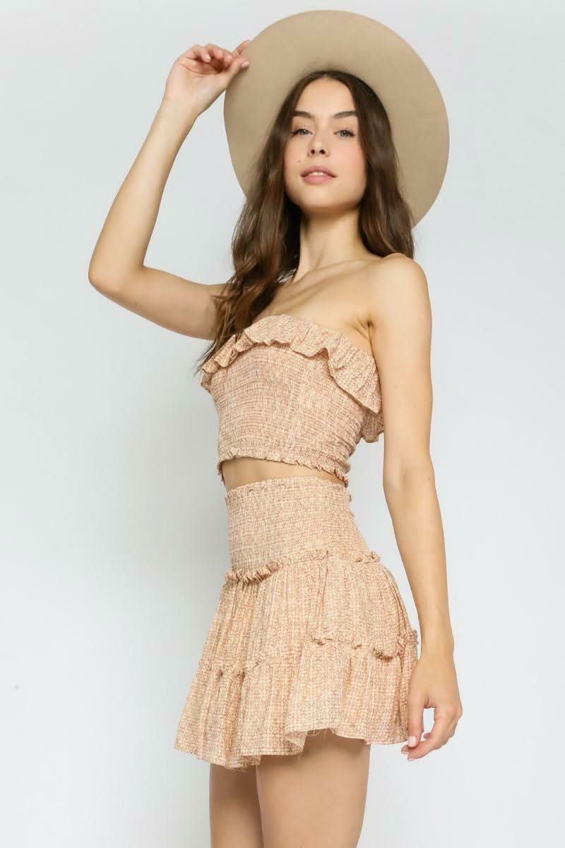 Take Me With You Khaki and Pink Print Two-Piece Dress