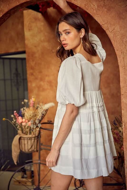 Camille White Puff Sleeve Mini Dress