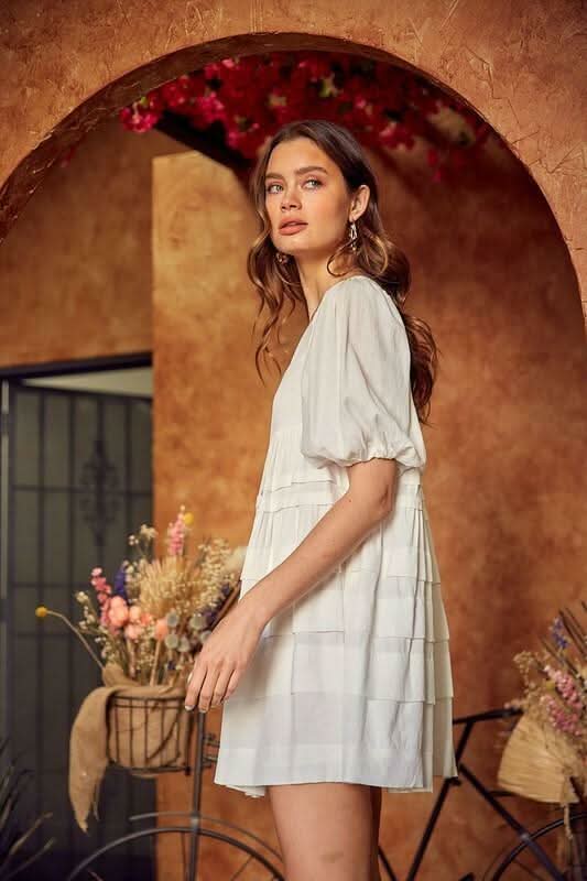 Camille White Puff Sleeve Mini Dress