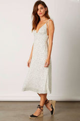 After My Heart White Speck Print Midi Dress