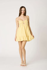 Argie Yellow Gingham Strapless Romper